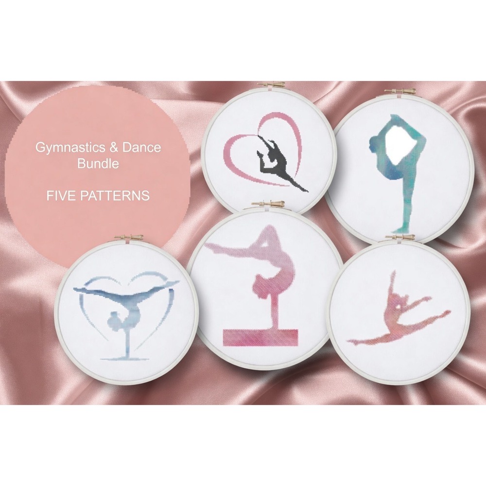 FIVE Pattern BUNDLE - Gymnastics Dance‎ Counted Cross Stitch Patterns